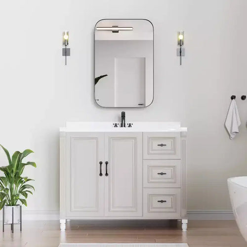Armoire de toilette rectangulaire noire de 36 x 24 pouces avec miroir