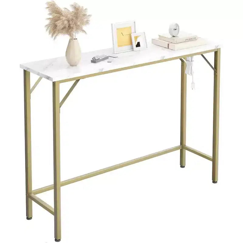 Console moderne avec station de charge intégrée, Table d'appoint derrière le canapé avec ports USB et prises