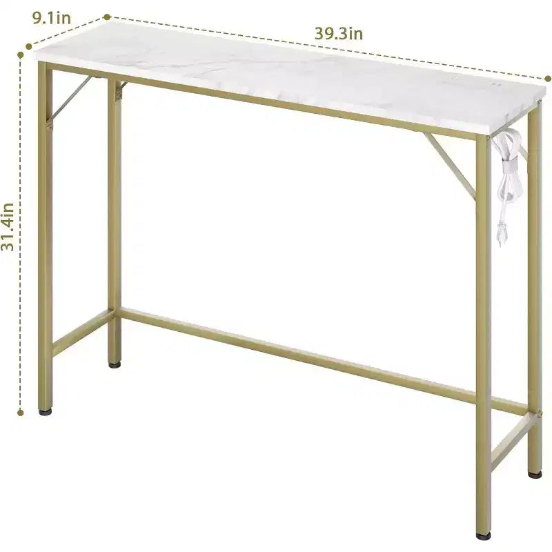 Console moderne avec station de charge intégrée, Table d'appoint derrière le canapé avec ports USB et prises