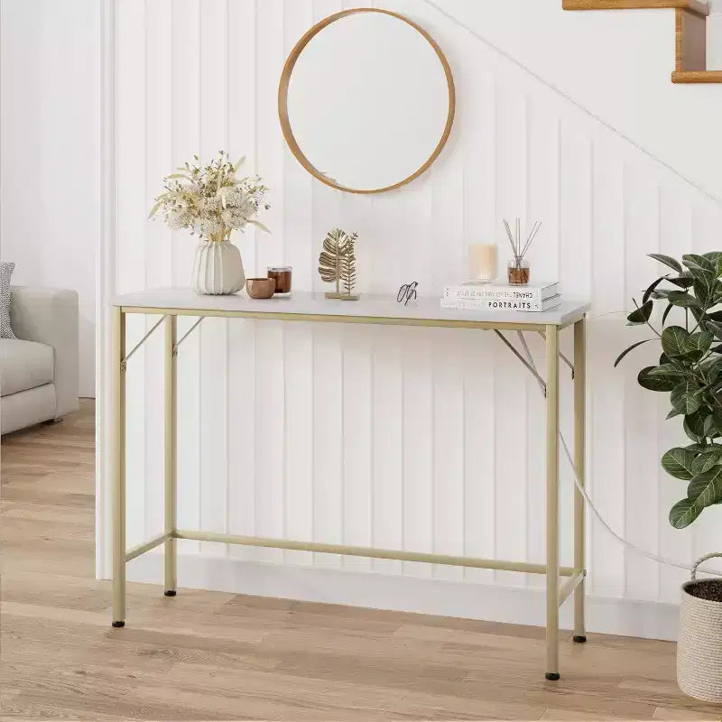 Console moderne avec station de charge intégrée, Table d'appoint derrière le canapé avec ports USB et prises