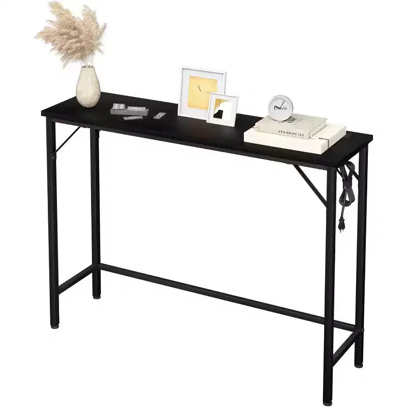 Console moderne avec station de charge intégrée, Table d'appoint derrière le canapé avec ports USB et prises