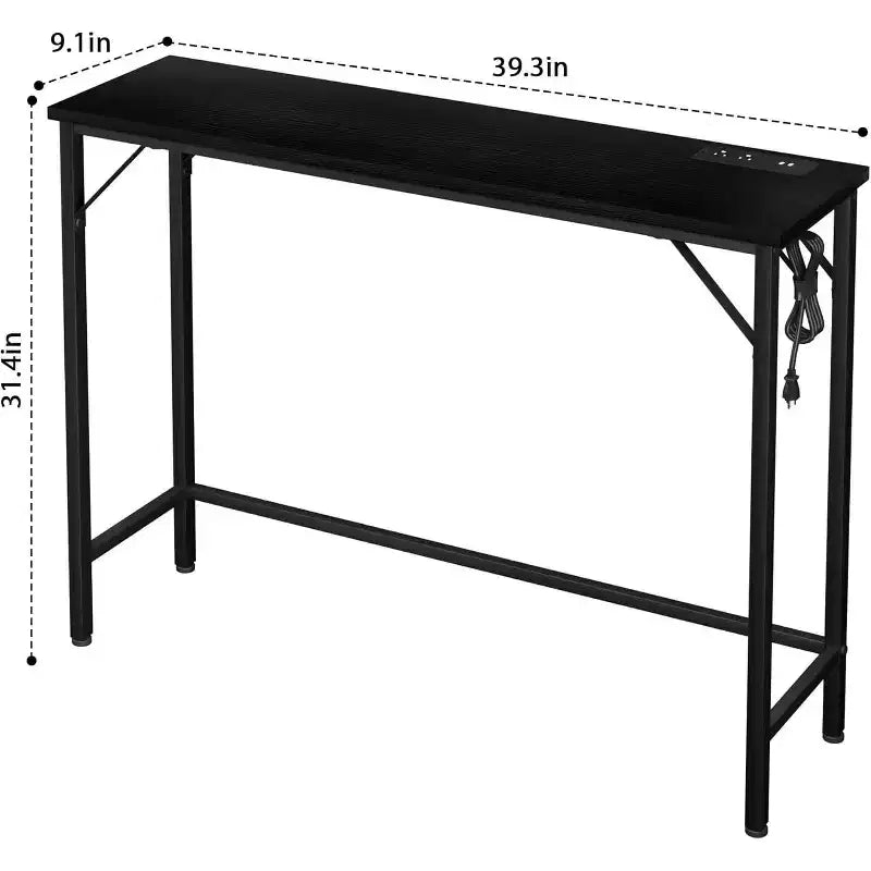 Console moderne avec station de charge intégrée, Table d'appoint derrière le canapé avec ports USB et prises