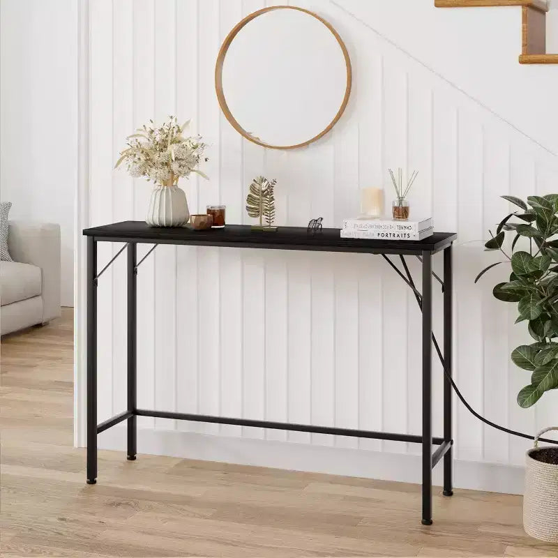 Console moderne avec station de charge intégrée, Table d'appoint derrière le canapé avec ports USB et prises