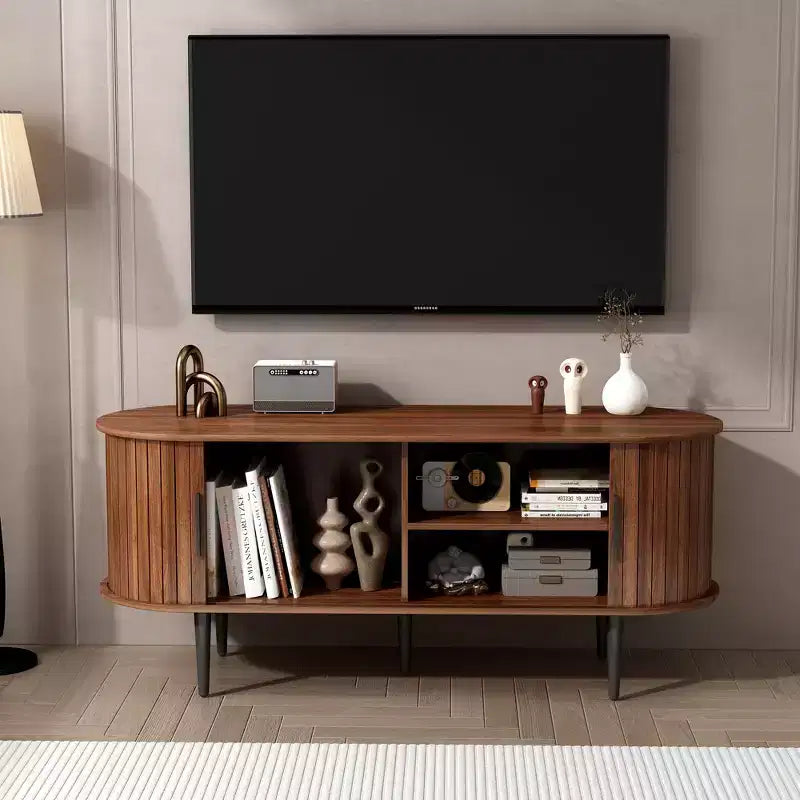 Meuble TV moderne en bois avec porte coulissante, 140 cm