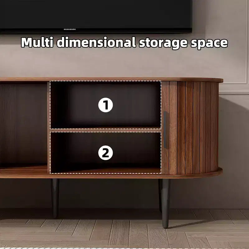 Meuble TV moderne en bois avec porte coulissante, 140 cm