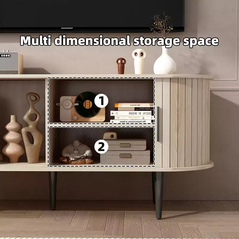 Meuble TV moderne en bois avec porte coulissante, 140 cm