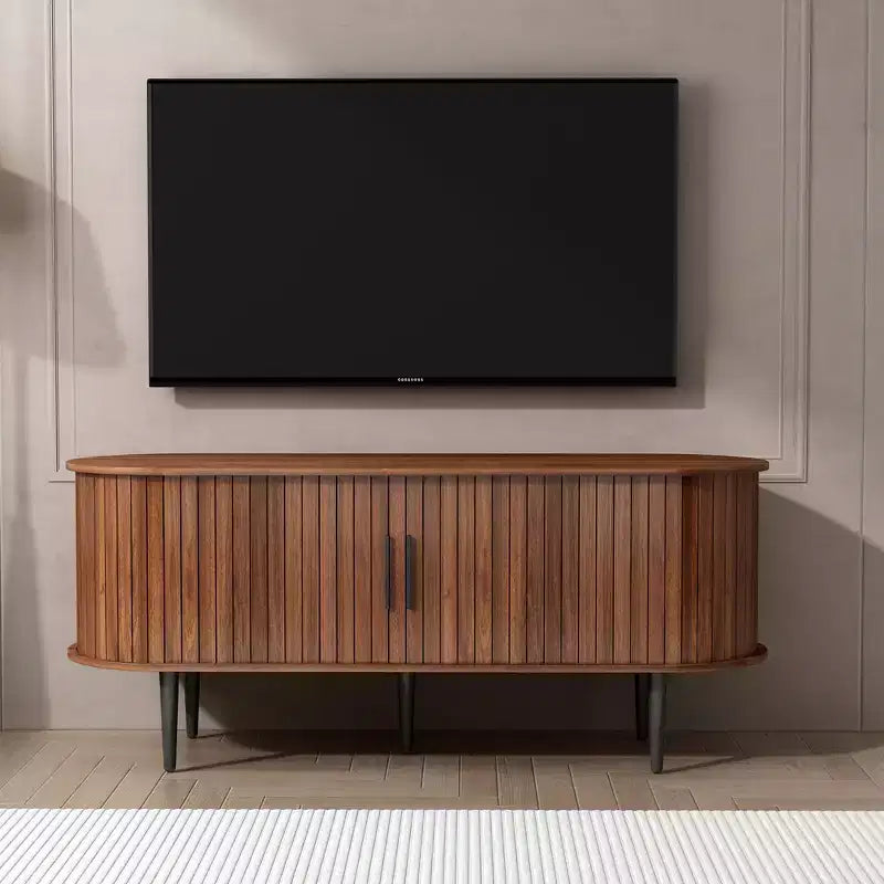 Meuble TV moderne en bois avec porte coulissante, 140 cm