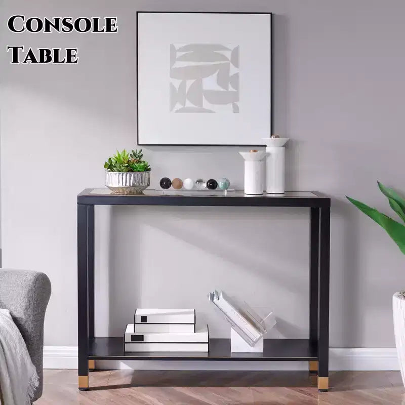 Console de 41 po avec étagère étroite à 2 niveaux pour petits espaces