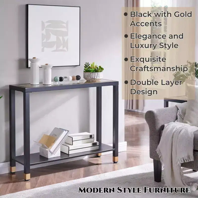 Console de 41 po avec étagère étroite à 2 niveaux pour petits espaces