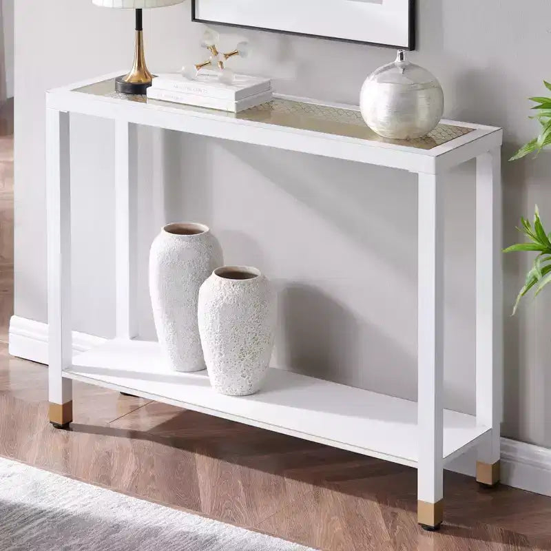 Console de 41 po avec étagère étroite à 2 niveaux pour petits espaces