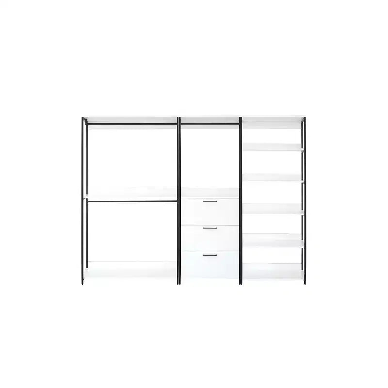 77.7 po (H) x 111 po (L) Système de rangement autoportant en bois composite blanc avec bacs de rangement