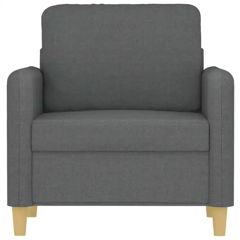 Fauteuil rembourré simple pour salon, tissu gris foncé, 60 cm