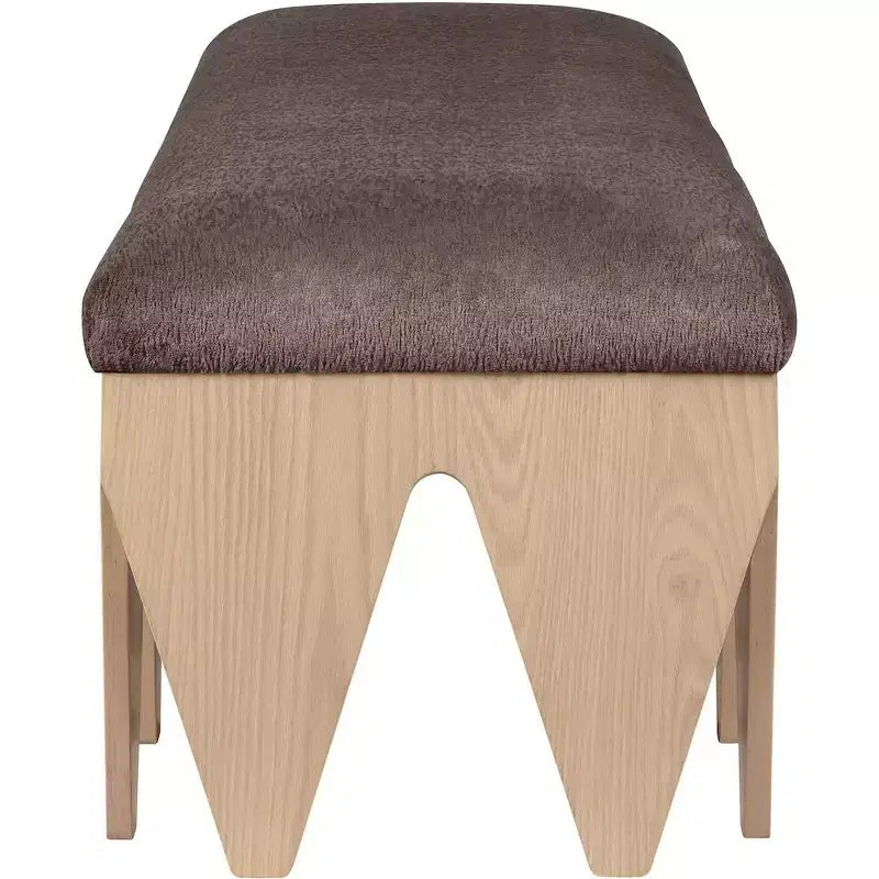 Banc rembourré en velours avec base en placage de chêne Art déco