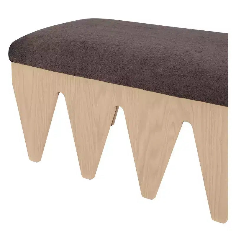 Banc rembourré en velours avec base en placage de chêne Art déco
