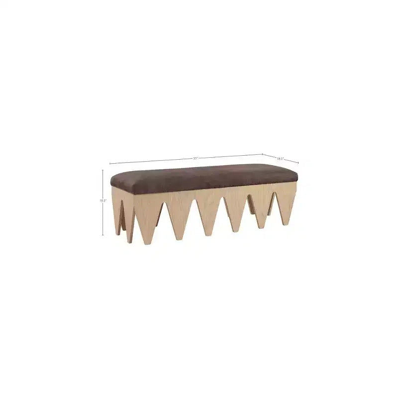 Banc rembourré en velours avec base en placage de chêne Art déco