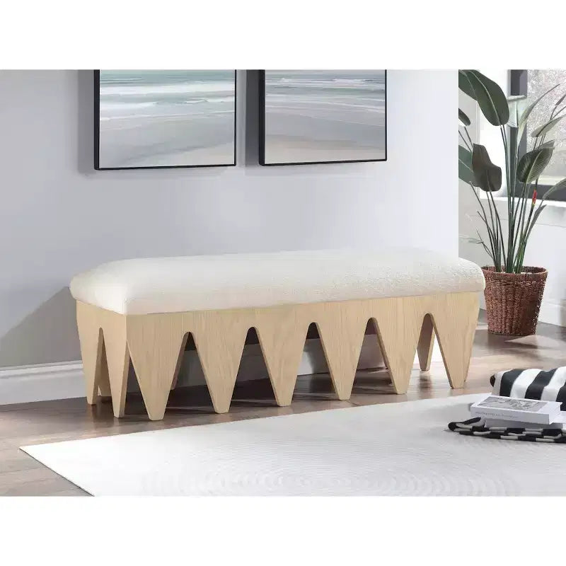 Banc rembourré en velours avec base en placage de chêne Art déco