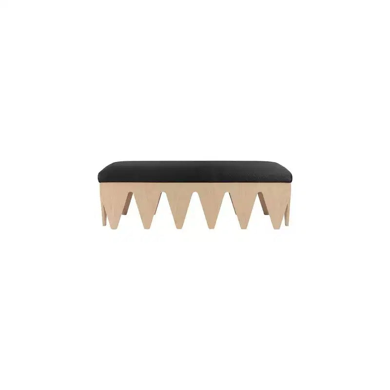 Banc rembourré en velours avec base en placage de chêne Art déco
