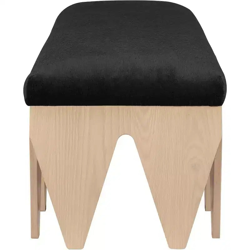 Banc rembourré en velours avec base en placage de chêne Art déco