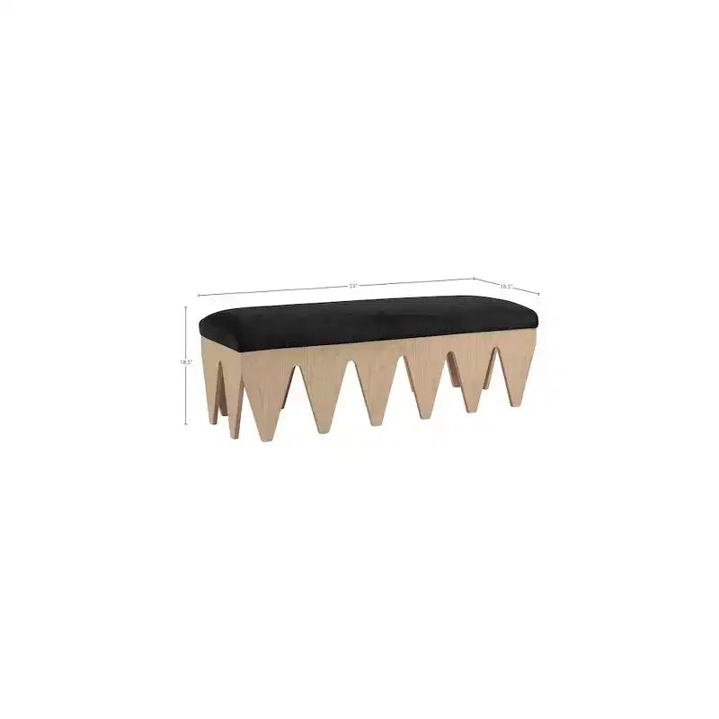 Banc rembourré en velours avec base en placage de chêne Art déco