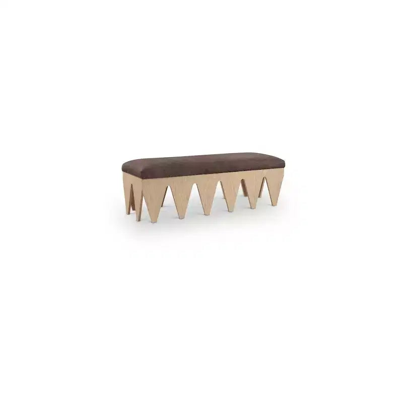 Banc rembourré en velours avec base en placage de chêne Art déco