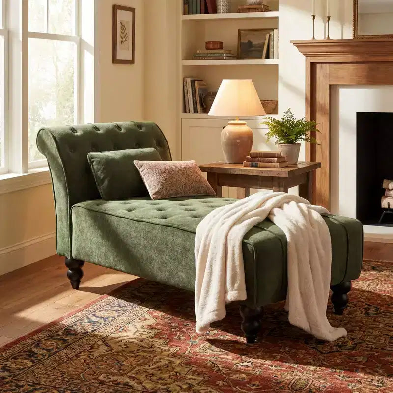 Méridienne moderne glamour rembourrée avec capitonnage en losange