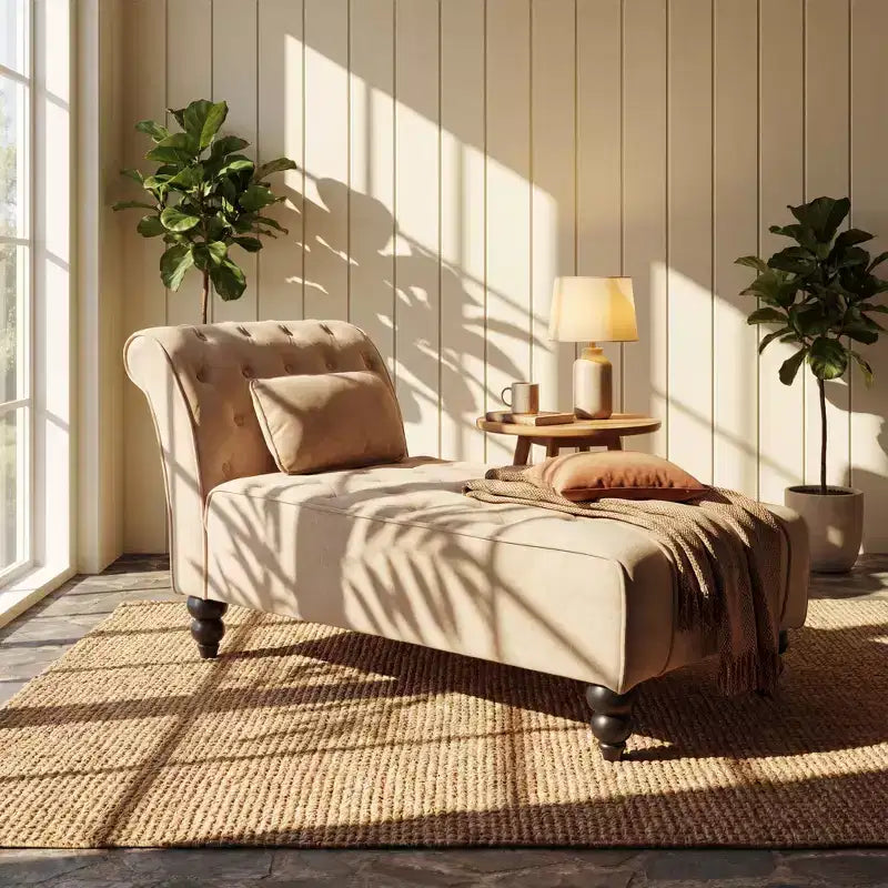 Méridienne moderne glamour rembourrée avec capitonnage en losange