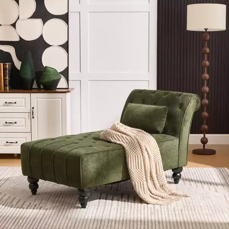 Méridienne moderne glamour rembourrée avec capitonnage en losange