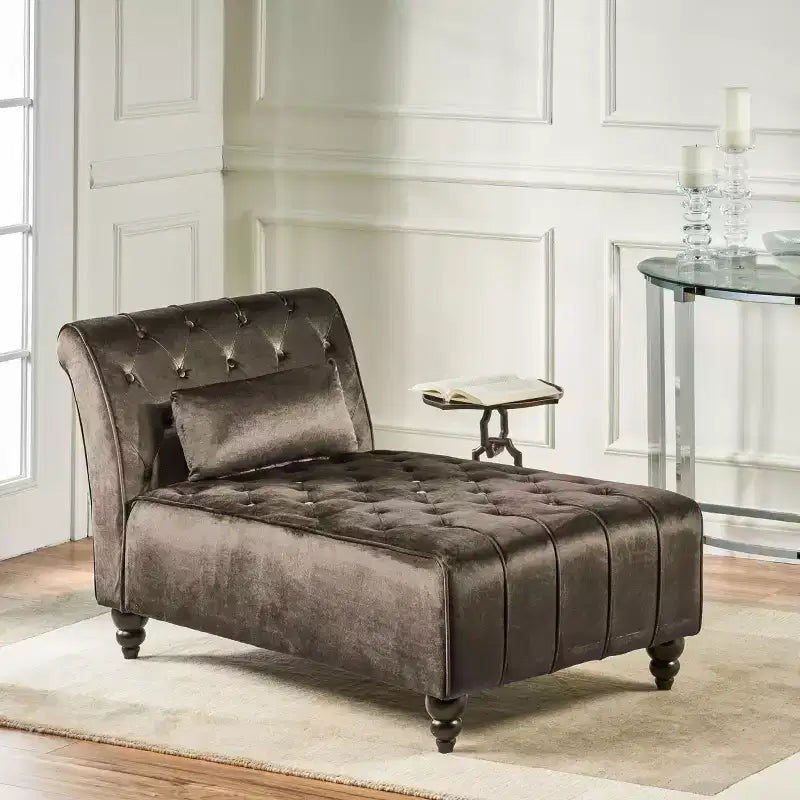 Méridienne moderne glamour rembourrée avec capitonnage en losange