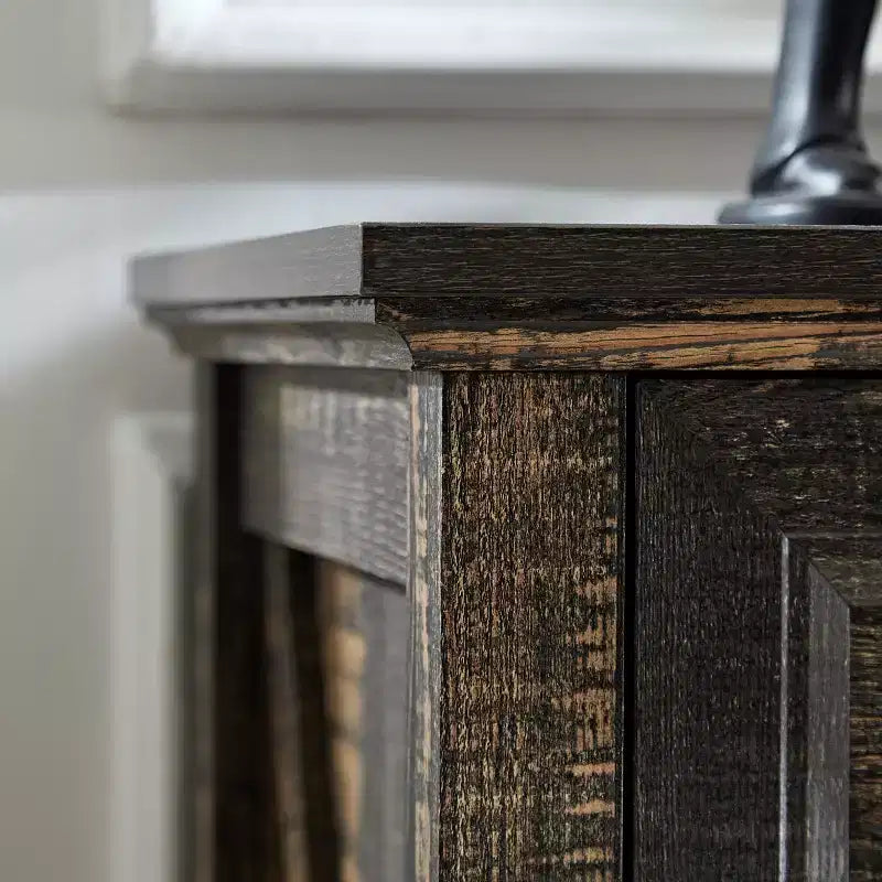 Commode large à 6/8 tiroirs de style ferme avec poignées en métal, armoire de rangement en bois pour chambre à coucher, chêne foncé