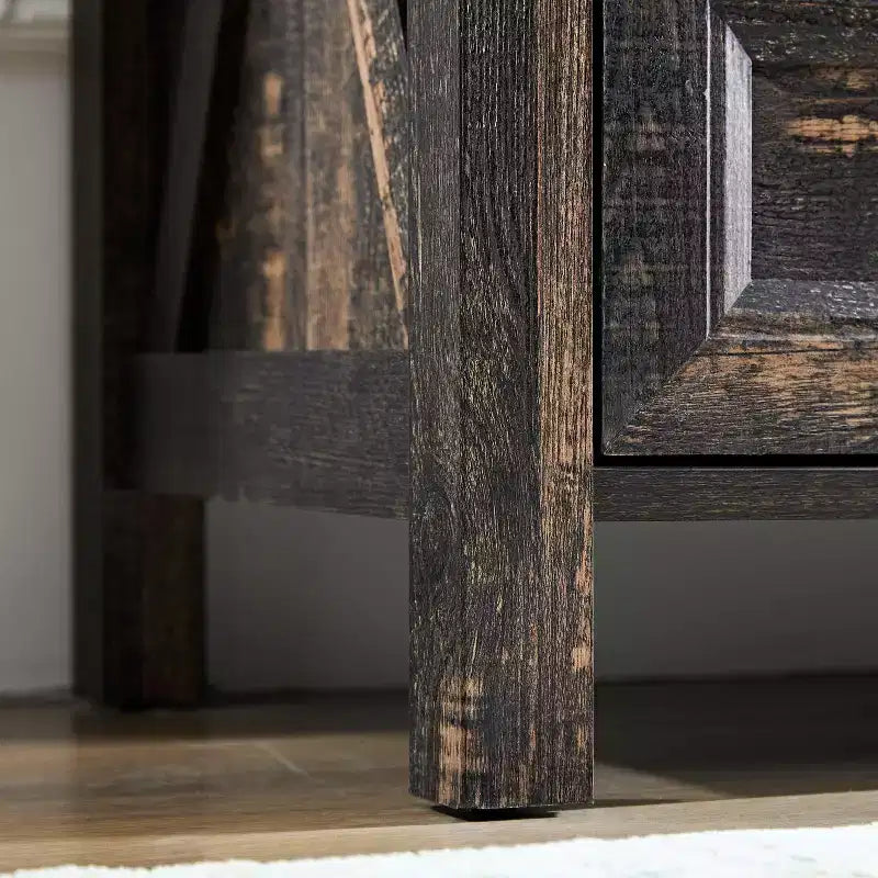 Commode large à 6/8 tiroirs de style ferme avec poignées en métal, armoire de rangement en bois pour chambre à coucher, chêne foncé