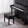 Banc de piano 56 x 33 cm, Siège de clavier à hauteur réglable 49-58 cm, Coussin rembourré et Compartiment de rangement, Noir