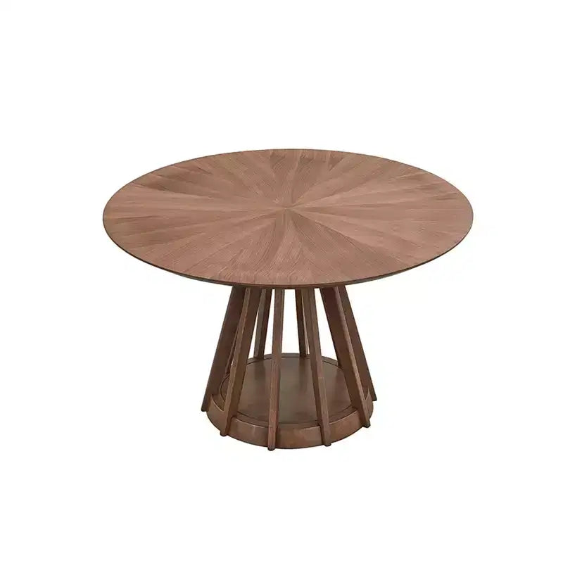 Table à manger ronde moderne 119 cm, Table à manger en bois pour 4 avec piédestal robuste pour la maison, la cuisine
