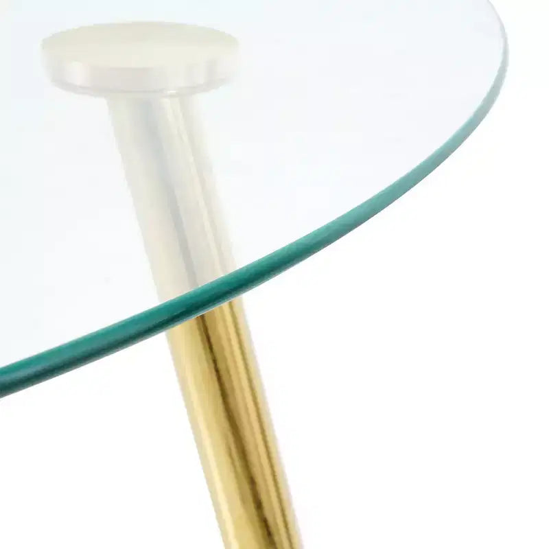 Table à manger ronde moderne avec plateau en verre trempé et pieds en métal doré, table de salle à manger pour 4