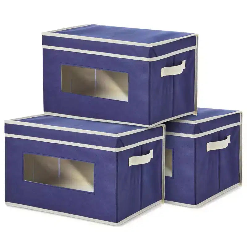 Lot de 3 bacs de rangement pliables en tissu, cubes et organiseurs avec poignées, paniers et boîtes pour étagères – 41,1 x 30,5 x 25,4 cm
