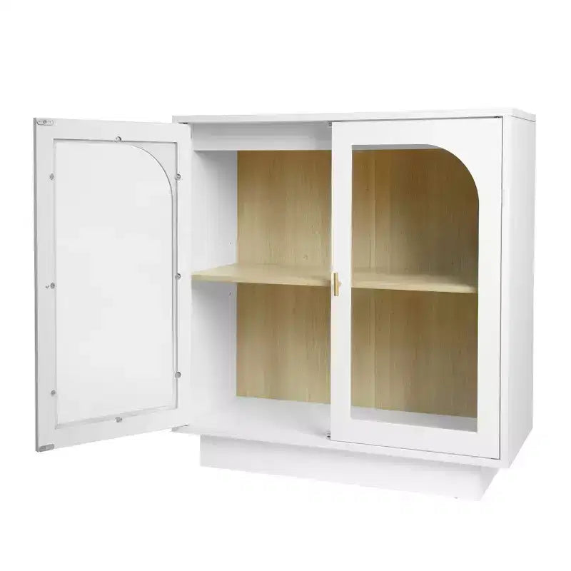 Meuble de rangement moderne, buffet avec 2 portes en acrylique, table console pour cuisine, salon, entrée, bureau