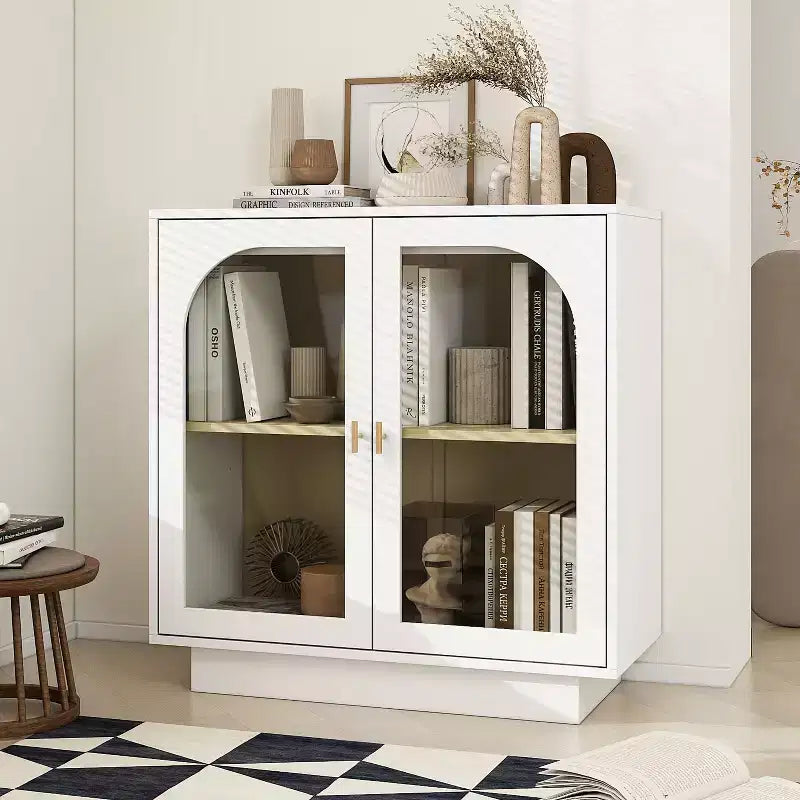 Meuble de rangement moderne, buffet avec 2 portes en acrylique, table console pour cuisine, salon, entrée, bureau