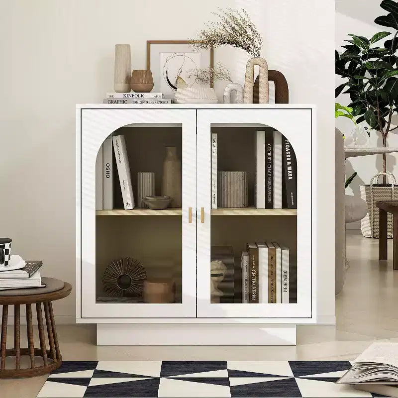 Meuble de rangement moderne, buffet avec 2 portes en acrylique, table console pour cuisine, salon, entrée, bureau