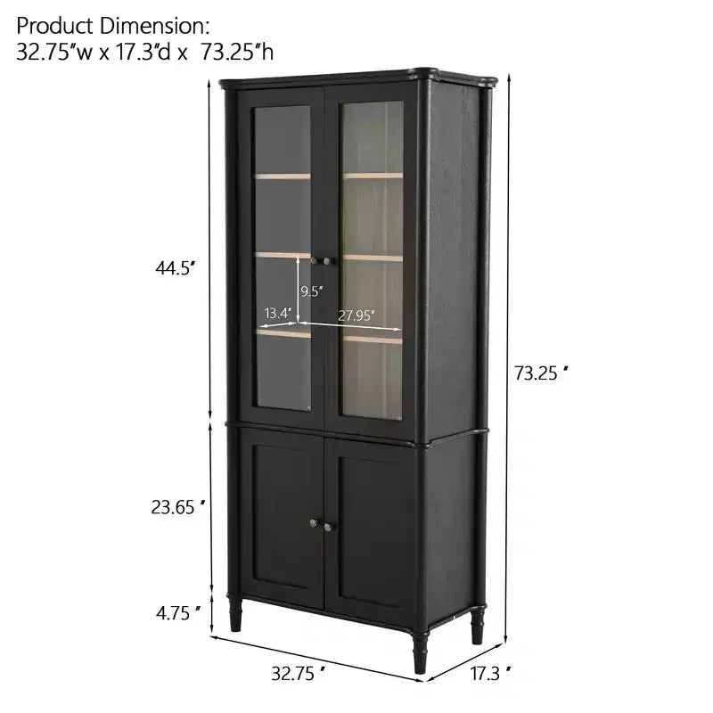 Buffet moderne avec portes vitrées et étagères réglables, Armoire de rangement pour cuisine/couloir/salon