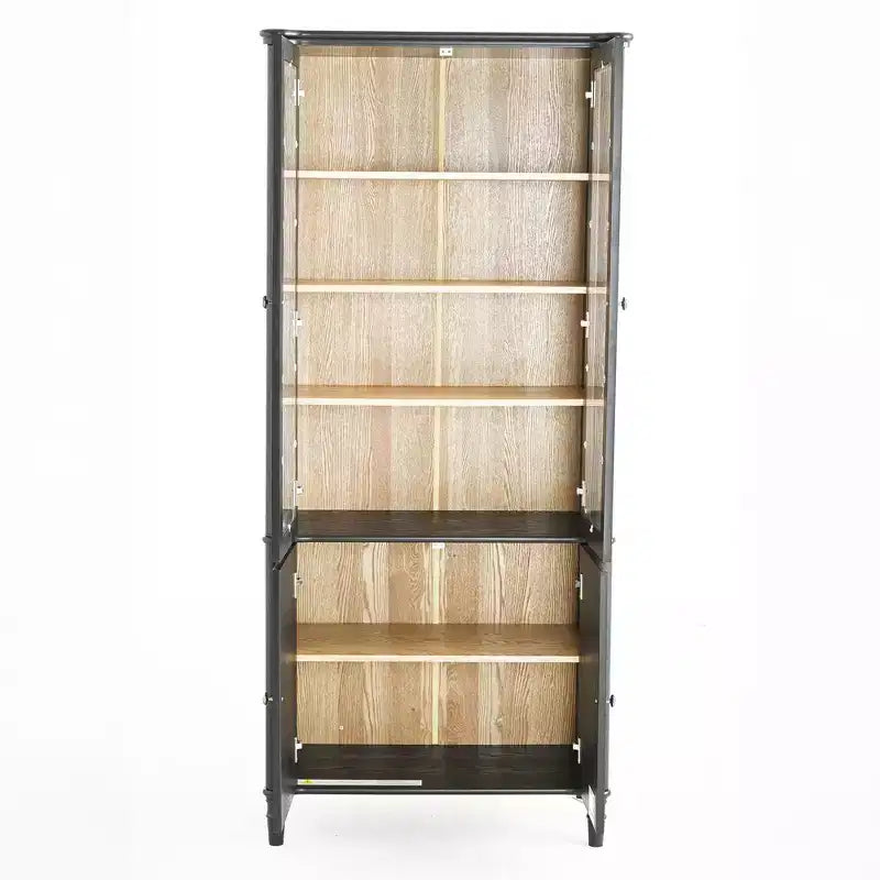 Buffet moderne avec portes vitrées et étagères réglables, Armoire de rangement pour cuisine/couloir/salon