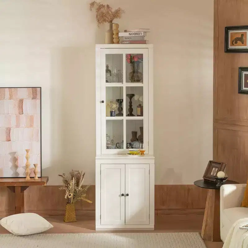 Buffet moderne avec portes vitrées et étagères réglables, Armoire de rangement pour cuisine/couloir/salon
