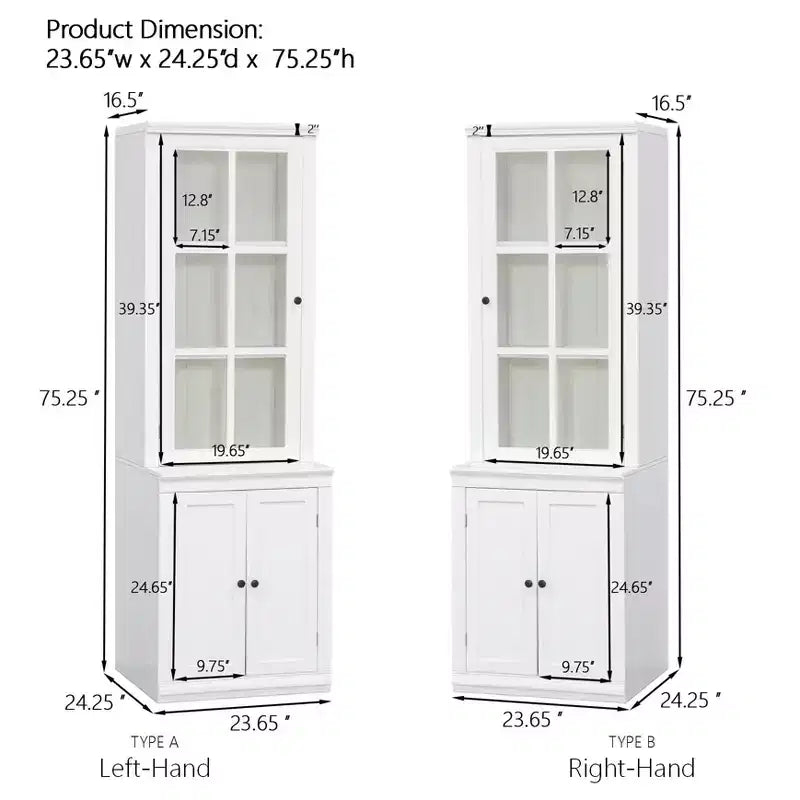 Buffet moderne avec portes vitrées et étagères réglables, Armoire de rangement pour cuisine/couloir/salon