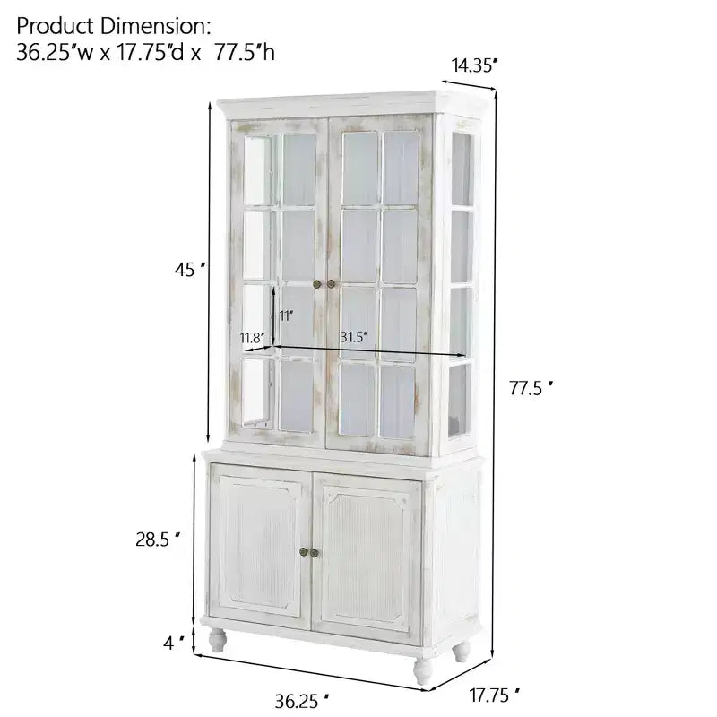 Buffet moderne avec portes vitrées et étagères réglables, Armoire de rangement pour cuisine/couloir/salon