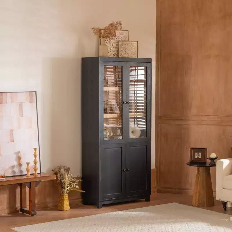 Buffet moderne avec portes vitrées et étagères réglables, Armoire de rangement pour cuisine/couloir/salon
