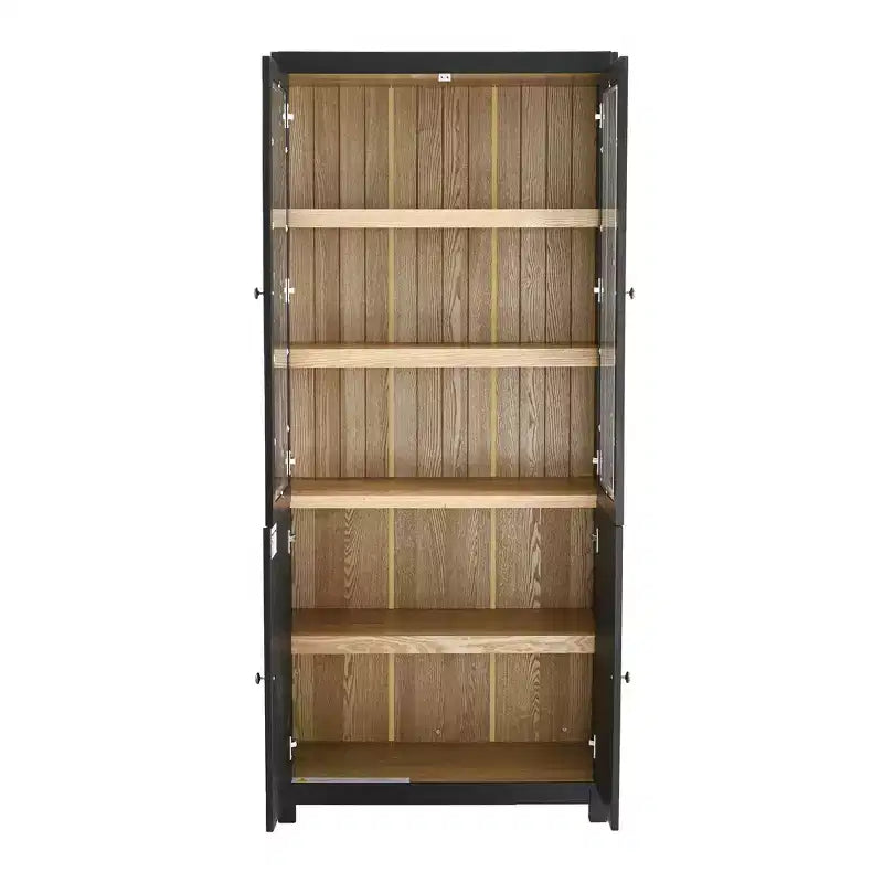 Buffet moderne avec portes vitrées et étagères réglables, Armoire de rangement pour cuisine/couloir/salon