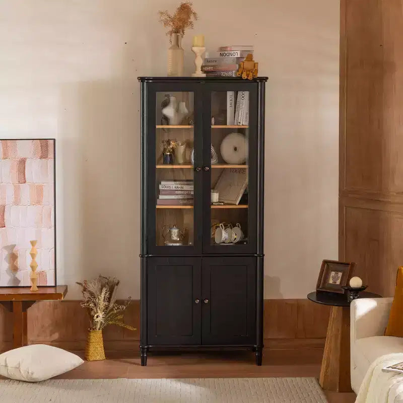 Buffet moderne avec portes vitrées et étagères réglables, Armoire de rangement pour cuisine/couloir/salon