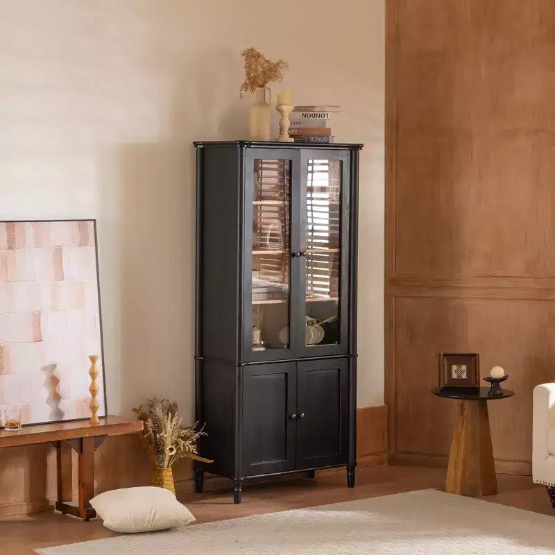 Buffet moderne avec portes vitrées et étagères réglables, Armoire de rangement pour cuisine/couloir/salon